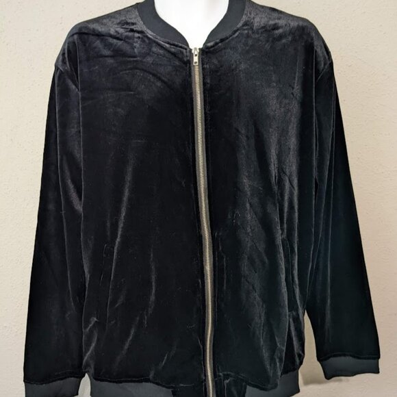 LA Hearts PacSun Black Velour Lightweight Zip up Jacket Size S-M Y2K style - NEW - Picture 3 of 10